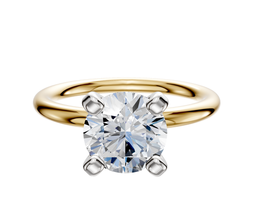 14K Two Tone 4 Prong Classic Dome 2.0mm Engagement Ring