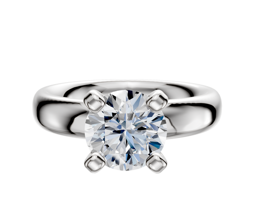14K White Gold 4 Prong Classic Dome 4.0mm Engagement Ring