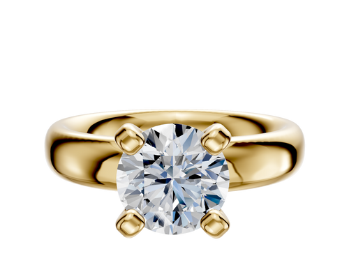 14K Yellow Gold 4 Prong Classic Dome 4.0mm Engagement Ring