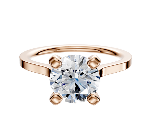 14K Rose Gold 4 Prong Cathedral Flat 1.5mm Engagement Ring