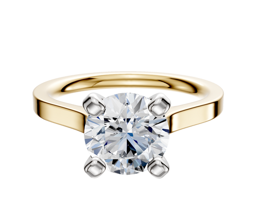 14K Two Tone 4 Prong Cathedral Flat 2.0mm Engagement Ring