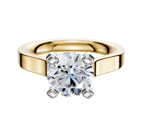 14K Two Tone 4 Prong Cathedral Flat 3.0mm Engagement Ring