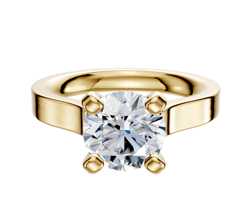 14K Yellow Gold 4 Prong Cathedral Flat 3.0mm Engagement Ring