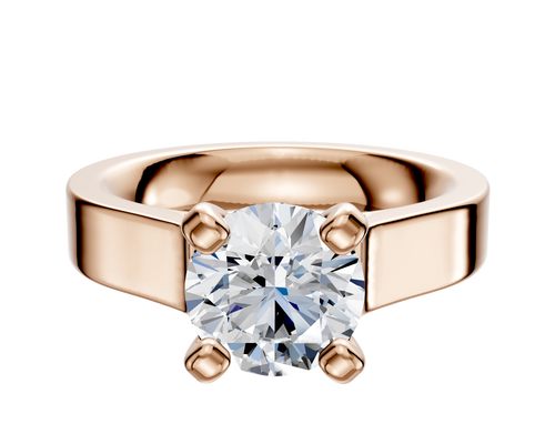14K Rose Gold 4 Prong Cathedral Flat 4.0mm Engagement Ring