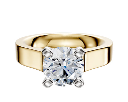 14K Two Tone 4 Prong Cathedral Flat 4.0mm Engagement Ring