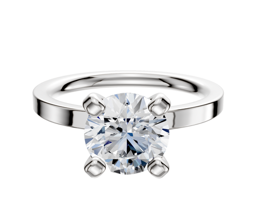 14K White Gold 4 Prong Classic Flat 2.0mm Engagement Ring