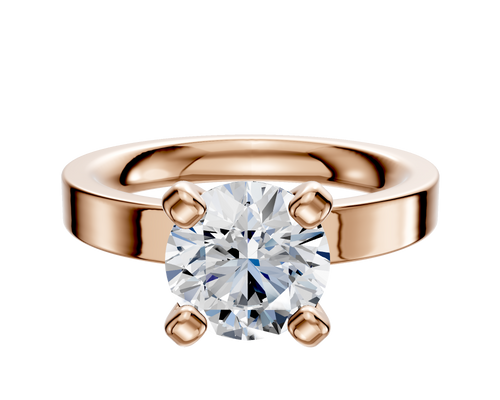 14K Rose Gold 4 Prong Classic Flat 3.0mm Engagement Ring