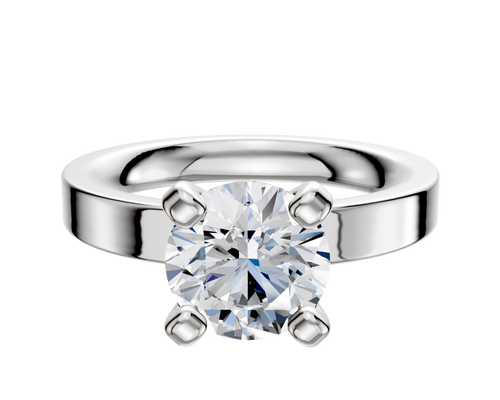 14K White Gold 4 Prong Classic Flat 3.0mm Engagement Ring