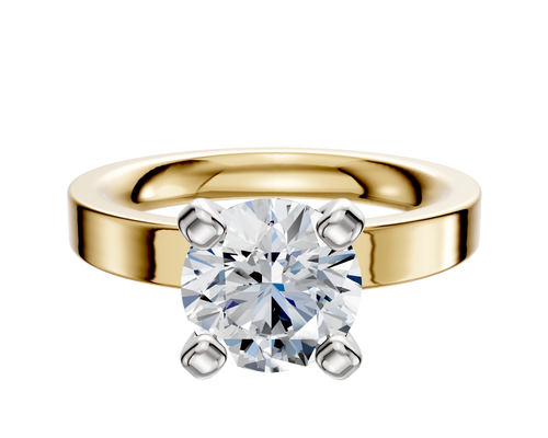 14K Two Tone 4 Prong Classic Flat 3.0mm Engagement Ring