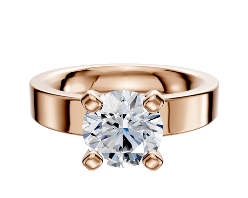 14K Rose Gold 4 Prong Classic Flat 4.0mm Engagement Ring