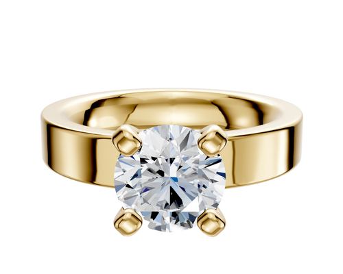 14K Yellow Gold 4 Prong Classic Flat 4.0mm Engagement Ring