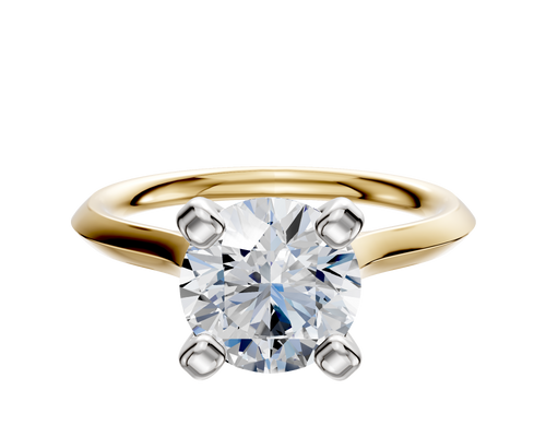 14K Two Tone 4 Prong Cathedral Knife Edge 2.0mm Engagement Ring
