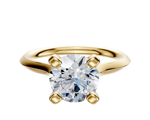 14K Yellow Gold 4 Prong Cathedral Knife Edge 2.0mm Engagement Ring