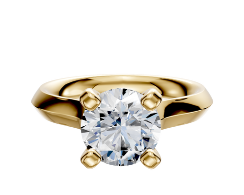 14K Yellow Gold 4 Prong Cathedral Knife Edge 3.0mm Engagement Ring