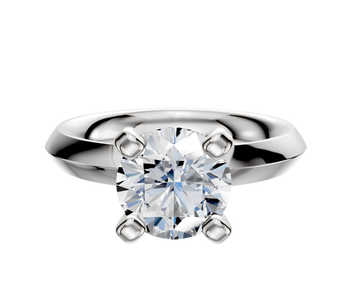 14K White Gold 4 Prong Classic Knife Edge 3.0mm Engagement Ring