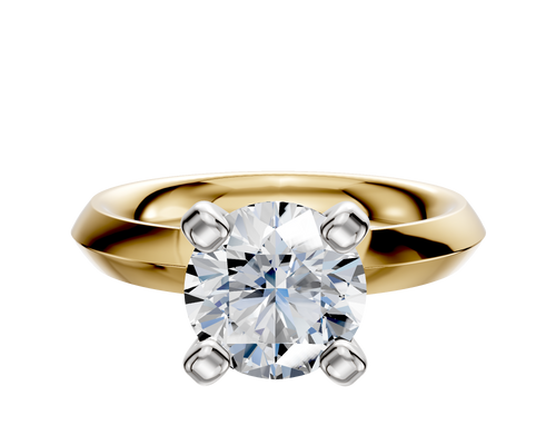 14K Two Tone 4 Prong Classic Knife Edge 3.0mm Engagement Ring