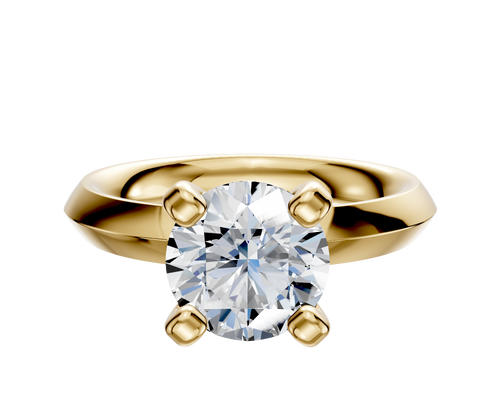 14K Yellow Gold 4 Prong Classic Knife Edge 3.0mm Engagement Ring