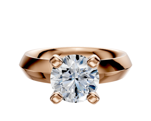 14K Rose Gold 4 Prong Classic Knife Edge 4.0mm Engagement Ring