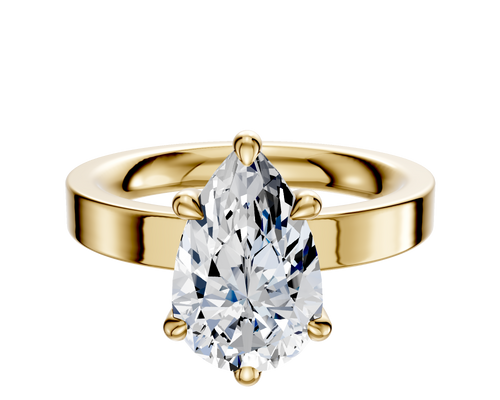 14K Yellow Gold 6 Prong Basket Classic Flat 3.0mm Engagement Ring