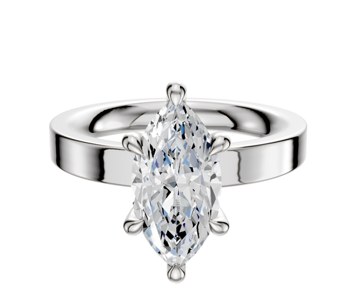 14K White Gold 6 Prong Hidden Halo Classic Flat 3.0mm Engagement Ring