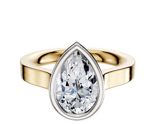 14K Two Tone Bezel Full Bezel North/South Cathedral Flat 3.0mm Engagement Ring