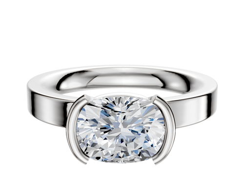 Platinum Bezel Half Bezel East/West Classic Flat 3.0mm Engagement Ring