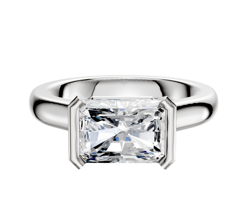 Platinum Bezel Half Bezel East/West Cathedral Dome 3.0mm Engagement Ring