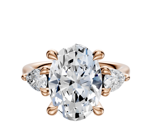 14K Rose Gold 3-Stone Pear Side Stones 0.25TCW Engagement Ring