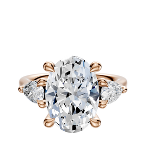 14K Rose Gold 3-Stone Pear Side Stones 0.25TCW Engagement Ring