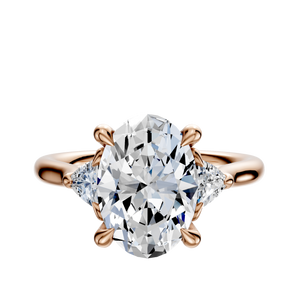 14K Rose Gold 3-Stone Trillion Side Stones 0.125TCW Engagement Ring