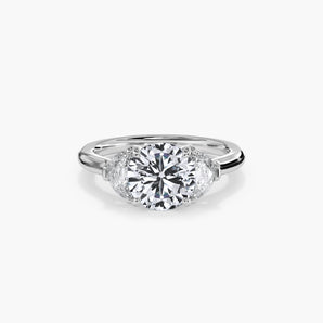 The Half Moon Three Stone Lab Diamond Engagement Ring