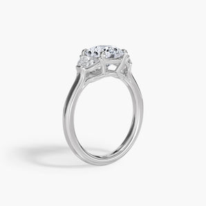 The Half Moon Three Stone Lab Diamond Engagement Ring