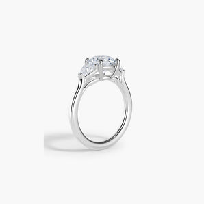 The Shield Three Stone Lab Diamond Engagement Ring