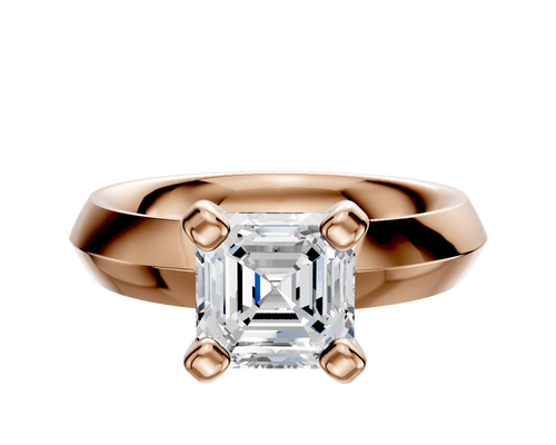 14K Rose Gold 4 Prong Classic Knife Edge 4.0mm Engagement Ring