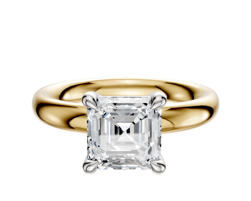 18K Two Tone 4 Prong Basket Classic Dome 3.0mm Engagement Ring