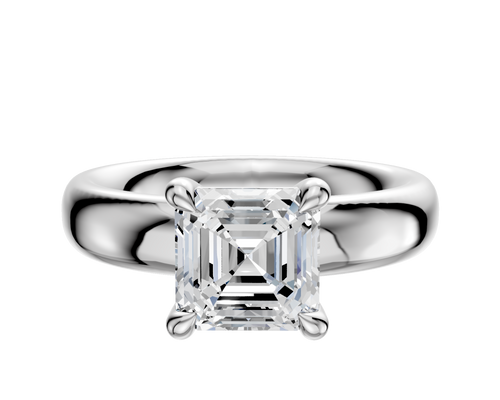 18K White Gold 4 Prong Basket Classic Dome 4.0mm Engagement Ring