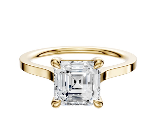 18K Yellow Gold 4 Prong Basket Cathedral Flat 1.5mm Engagement Ring