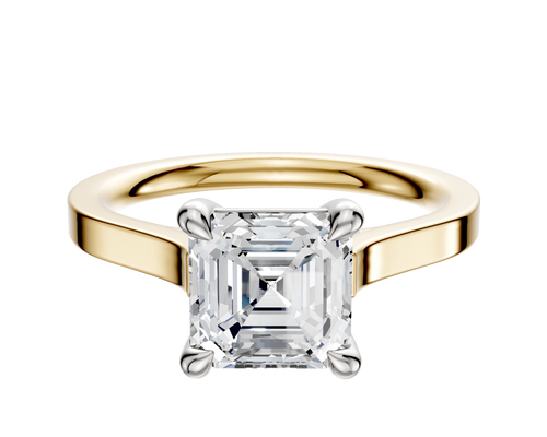 14K Two Tone 4 Prong Basket Cathedral Flat 2.0mm Engagement Ring