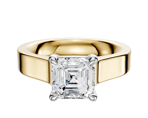 14K Two Tone 4 Prong Basket Cathedral Flat 4.0mm Engagement Ring