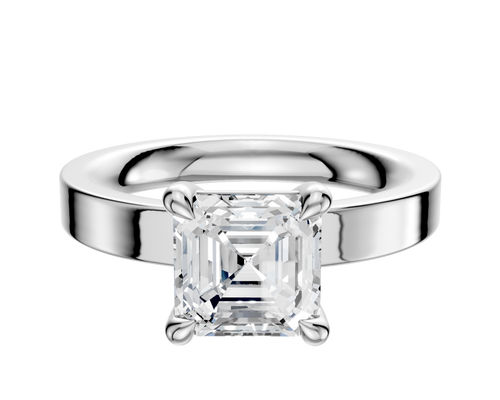 18K White Gold 4 Prong Basket Classic Flat 3.0mm Engagement Ring