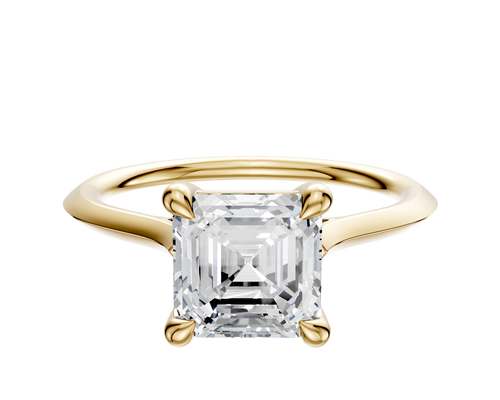 14K Yellow Gold 4 Prong Basket Cathedral Knife Edge 1.5mm Engagement Ring