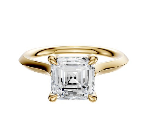14K Yellow Gold 4 Prong Basket Cathedral Knife Edge 2.0mm Engagement Ring