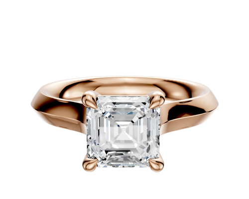 14K Rose Gold 4 Prong Basket Cathedral Knife Edge 3.0mm Engagement Ring