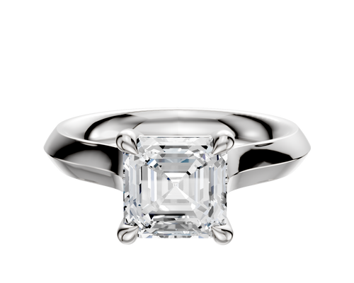 18K White Gold 4 Prong Basket Cathedral Knife Edge 3.0mm Engagement Ring