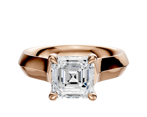 14K Rose Gold 4 Prong Basket Cathedral Knife Edge 4.0mm Engagement Ring