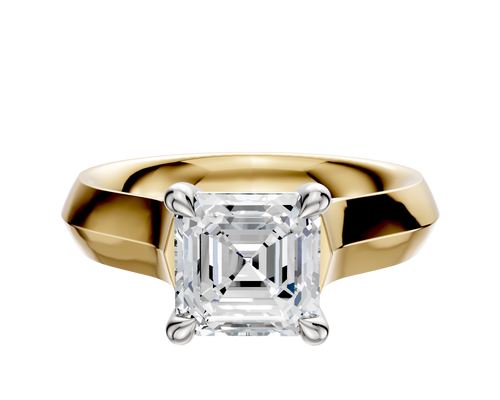 18K Two Tone 4 Prong Basket Cathedral Knife Edge 4.0mm Engagement Ring