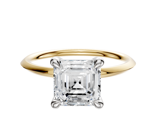 18K Two Tone 4 Prong Basket Classic Knife Edge 1.5mm Engagement Ring