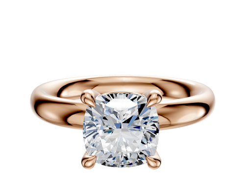 14K Rose Gold 4 Prong Basket Classic Dome 3.0mm Engagement Ring