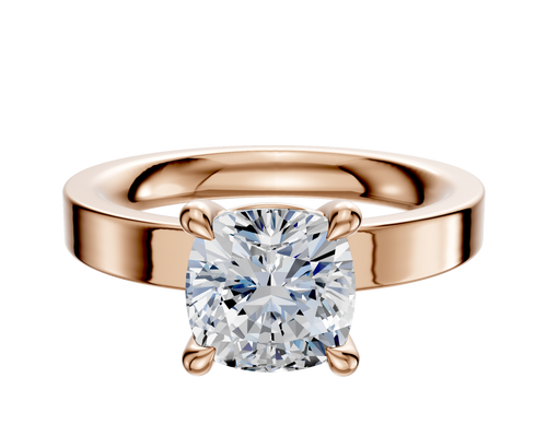 14K Rose Gold 4 Prong Basket Classic Flat 3.0mm Engagement Ring