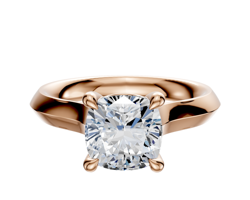 14K Rose Gold 4 Prong Basket Cathedral Knife Edge 3.0mm Engagement Ring